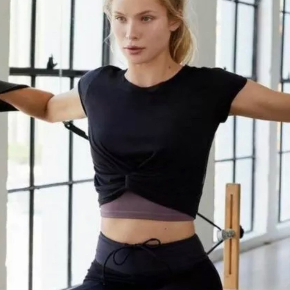 NWT Free People Black Run In The Sun Solid Tee S